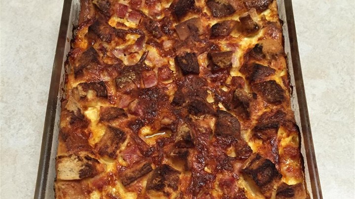 French Ham Cheese and Egg Fondue Casserole