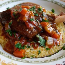Braised Lamb Shanks On Soft Polenta