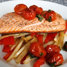 Slow Roasted Salmon With Caramelized Tomatoes