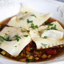 Beef Ravioli In Rich Beef Broth