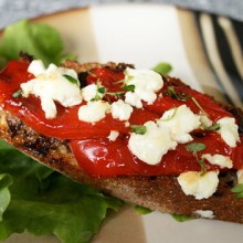 Roasted Pepper And Goat Cheese Bruschetta