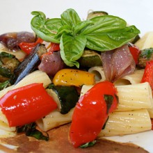 Roasted Vegetable Pasta With Goat Cheese
