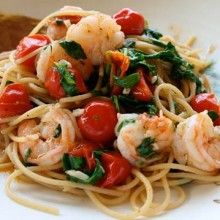 Spaghetti With Chile Shrimps & Tomatoes