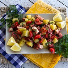 Octopus Salad With Potatoes, Tomatoes, Olives, & Capers