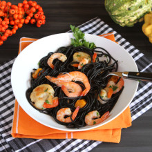 Squid Ink Pasta With Shrimp and Scallops