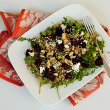 Farro Salad With Roasted Beets, Goat Cheese & Walnuts
