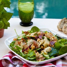 Baby Kale Salad With Artichokes, Chickpeas, & Prosciutto Crisps
