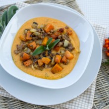 Pumpkin Polenta With Sausage, Fennel, & Roasted Pumpkin Ragu