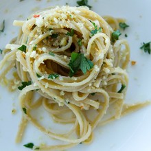 Pasta with Colatura di Alici {Essence of Anchovy Sauce}