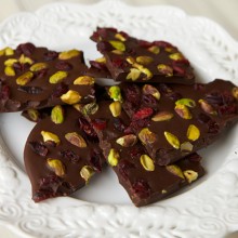 Dark Chocolate Bark With Cranberries & Pistachios
