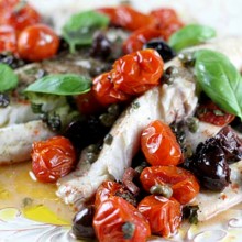 Tilapia With Roasted Tomatoes, Capers & Olives