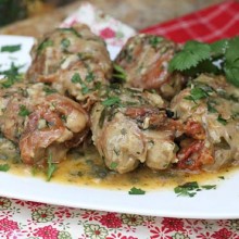 Stuffed Chicken Thighs In White Wine Caper Sauce