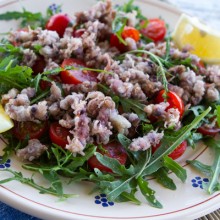 Fried Baby Squid {Calamaretti Fritti} with Arugula & Tomatoes