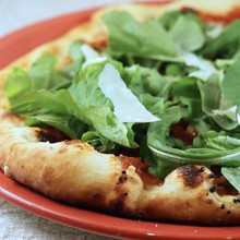 Marinara Pizza With Arugula & Shaved Parmesan