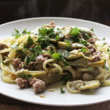 Strangozzi With Baby Artichokes & Sausages